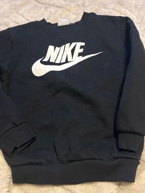 Nike Black Crew Sweatshirt with White Swoosh Logo
